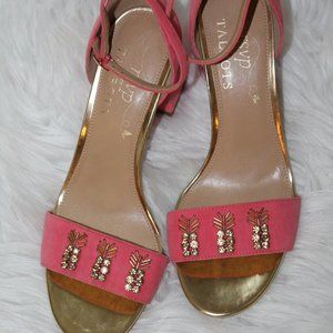 Talbots Bettie Pink Jewel Suede Sandals